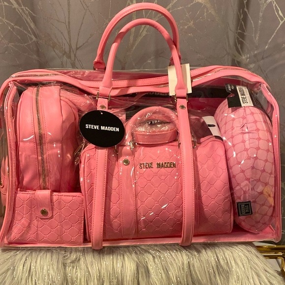 Steve Madden Bags New Steve Madden Fondant Pink Clear Duffle Bag 6